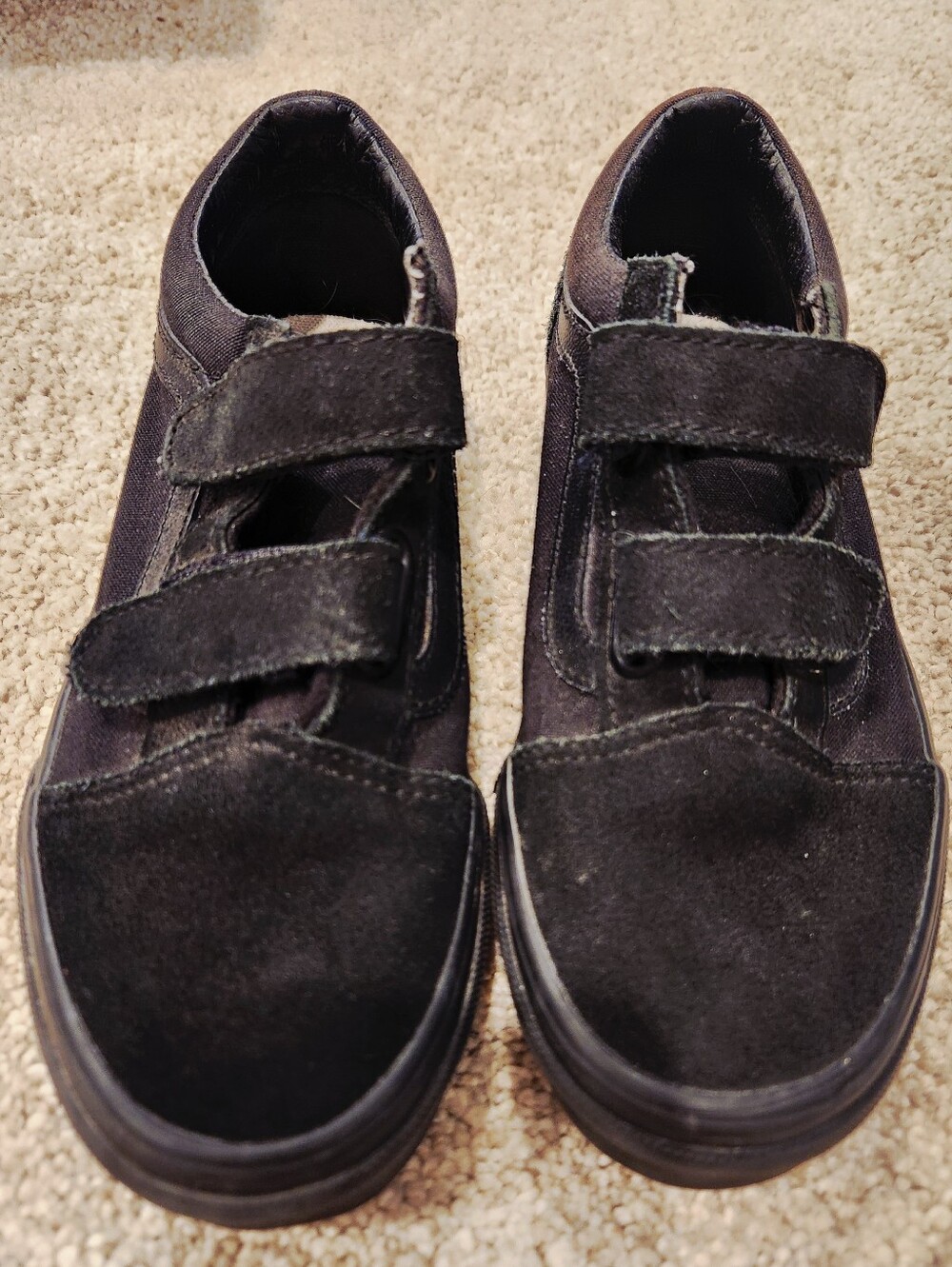 Kids Black Velcro Vans